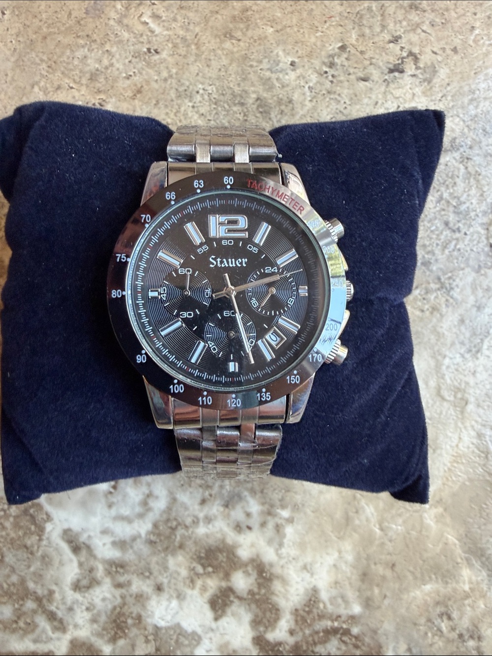 Stauer Men's Black Dial Stainless Steel Chronograph Watch